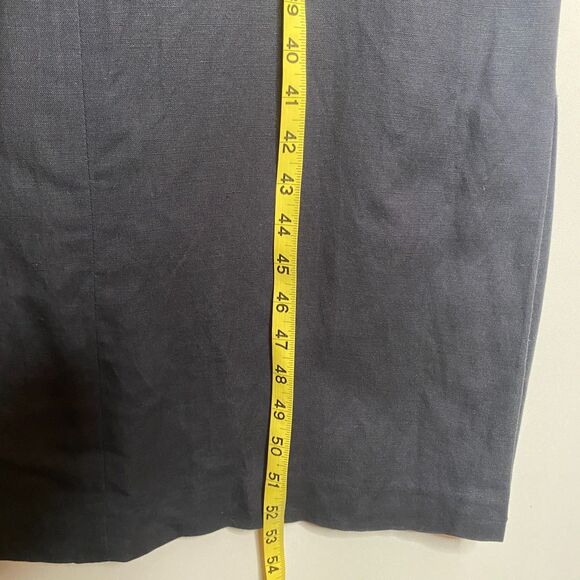 Jessica Howard Linen Blend Blue Midi Dress Lined Zip Closure Slit Sides Size 12 - Picture 11 of 13